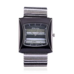 STRADA Watch Faux Black and White Band